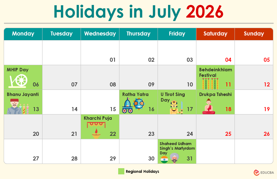 Holidays in July 2026