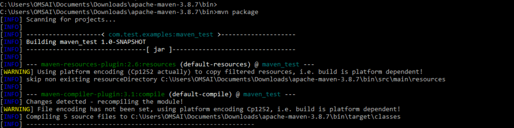 executing the mvn package