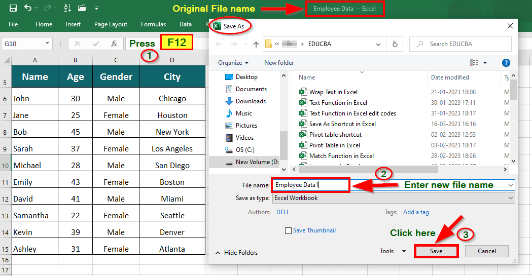 Save As Shortcut in Excel