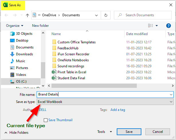 Adding Save As tab in Excel Ribbon- Click the Save As icon