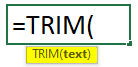 advanced excel formulas-TRIM Syntax