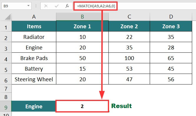 MATCH Function Example 2