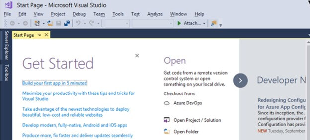 Open Microsoft visual studio
