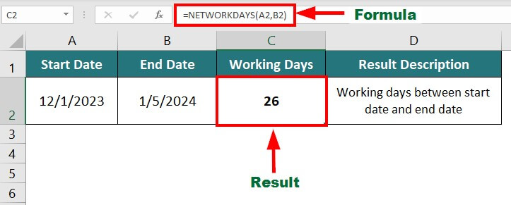 advanced excel formulas-WORKDAY-NETWORKDAYS Example 2