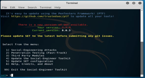 Social Engineering Toolkit in Kali Linux - social engineering attack
