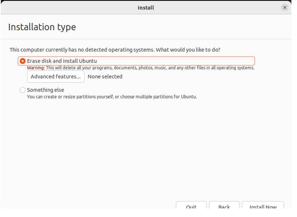 Erase Disk and Install Ubuntu