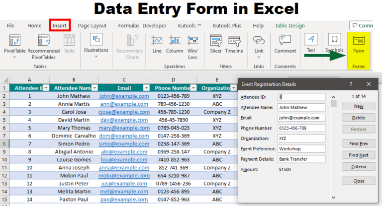 Excel Forms Examples How To Create Data Entry Form In Excel 7631