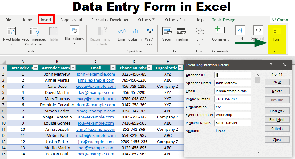 Excel Forms