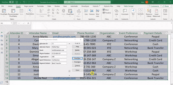 excel forms-How to Delete