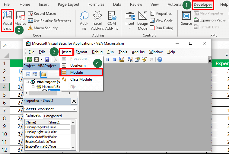 Narrow Margin Using Macros-Insert a New Module