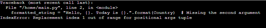 Missing Arguments- Python format() Function