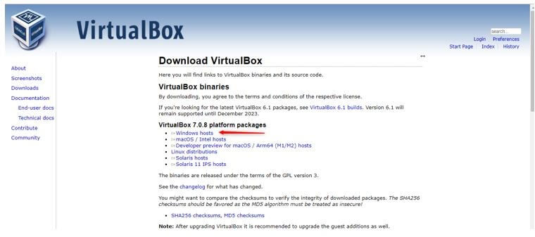 VirtualBox installation