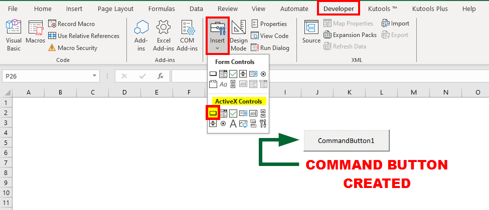 Programming in Excel-Insert a Command Button