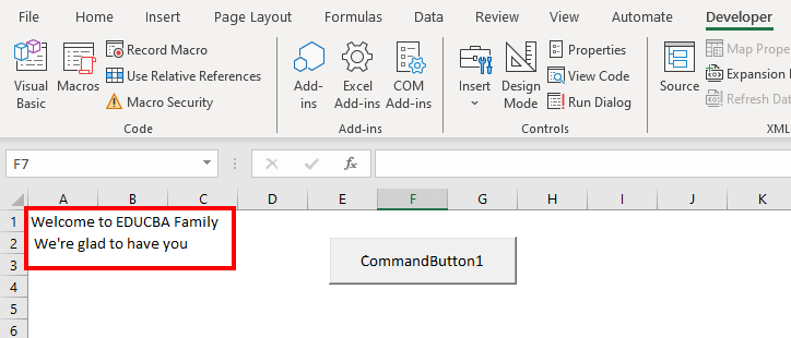 Programming in Excel-Use the Command Button