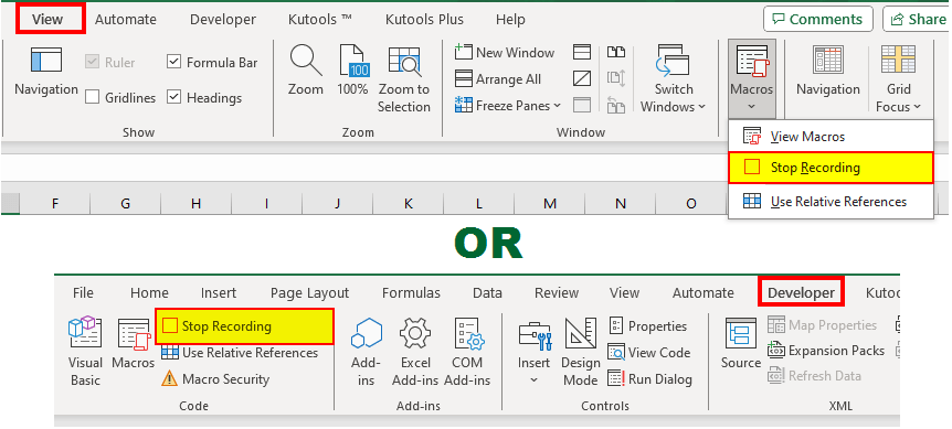 Programming in Excel-Stop Recording