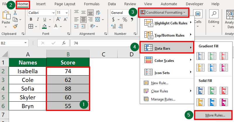 Change Color Of Data Bars In Pivot