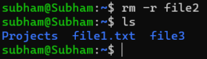 rm -r file2 - Unix Command