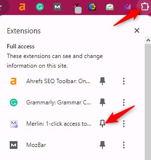 Access the Merlin extension easily