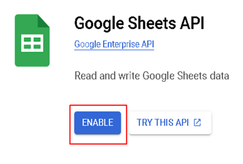 Enable API and services - Google sheets with Python