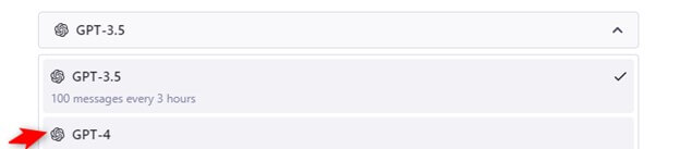 GPT-4 from the dropdown menu