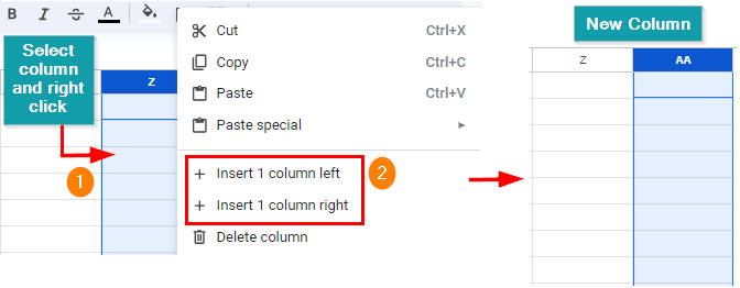 add columns in Google Sheets