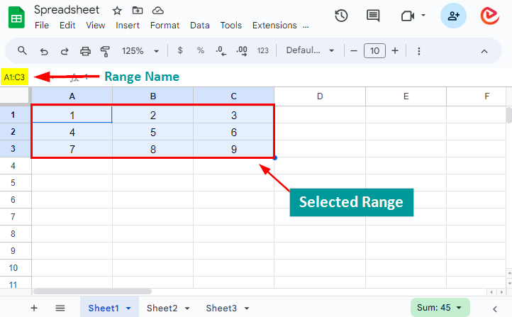 What is Google Sheets-range