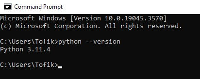 version number of the installed Python interpreter