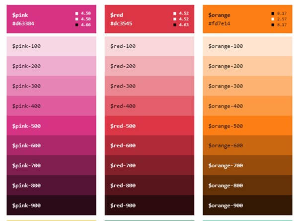 Bootstrap 5 -color palette