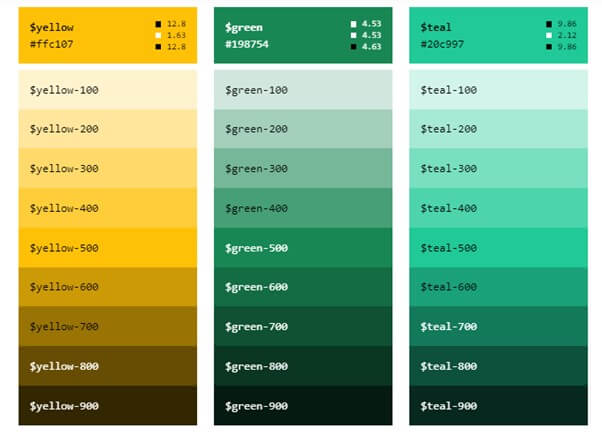 Bootstrap 5 -color palette 1