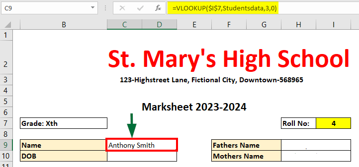 How to Create Excel Marksheet Format step 1