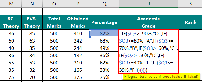 Assign Academic Grades with the IF Function