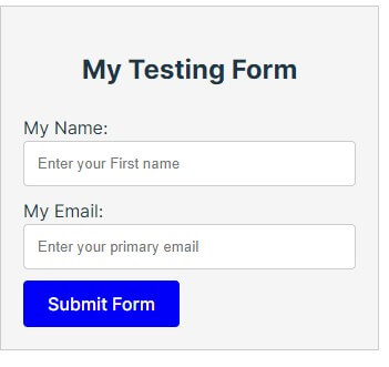 my testing form output