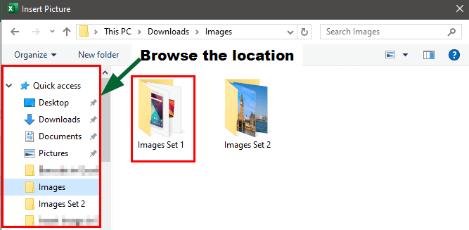 Insert Image in Excel: Method 1.2