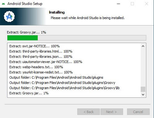 Android Studio-installation complete