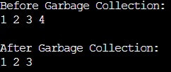 Before and after Garbage Collection