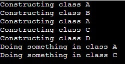 Constructing class A, B, C, D -output