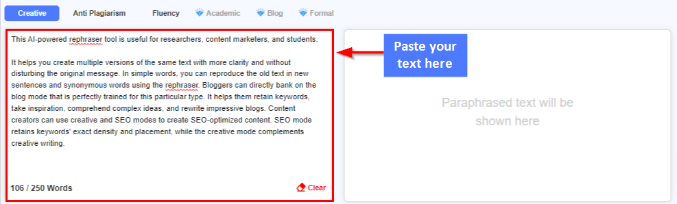 How to Use Rephraser.co Tool - Step 2