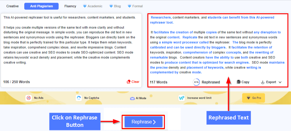 How to Use Rephraser.co Tool - Step 4