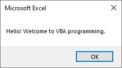 Welcome to VBA programming