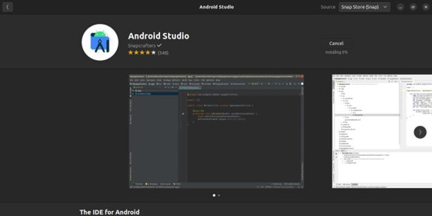 download -Android Studio select Install button