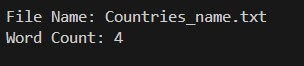 Countries_name -word count 4 (Python os.chdir)