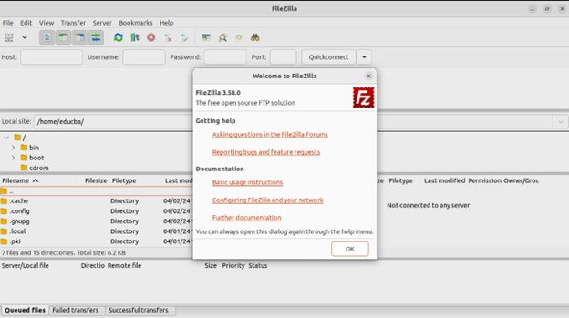 FileZilla Interface - application