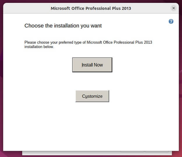 MS 2013 - install the Office setup