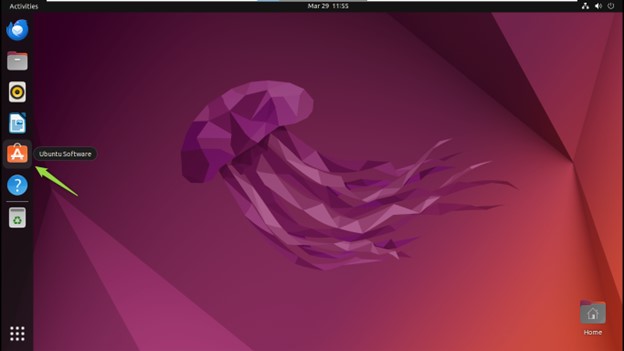 Install Firefox on Ubuntu- home screen