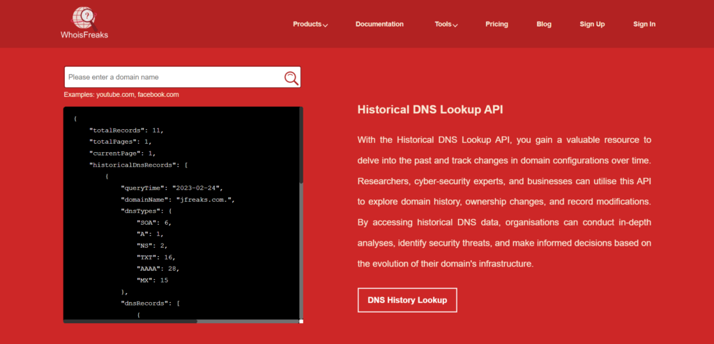 What is the Historical DNS API