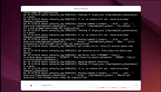start the installation process -Ubuntu 24.04 Install