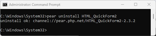 uninstall HTML_QuickForm2