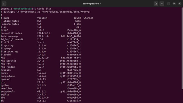 List Installed Packages -conda Anaconda Ubuntu