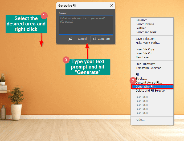 How to Access Generative Fill? by Right click