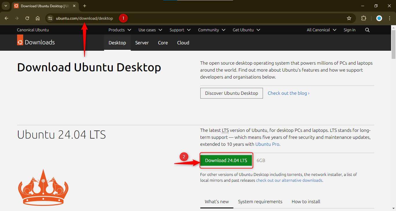 official Ubuntu website -Download deskop